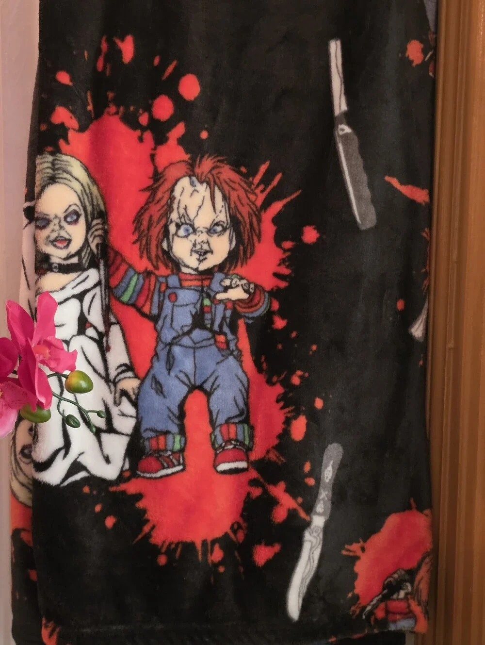 New Chucky And Tiffany Halloween Plush Throw Blanket Slasher